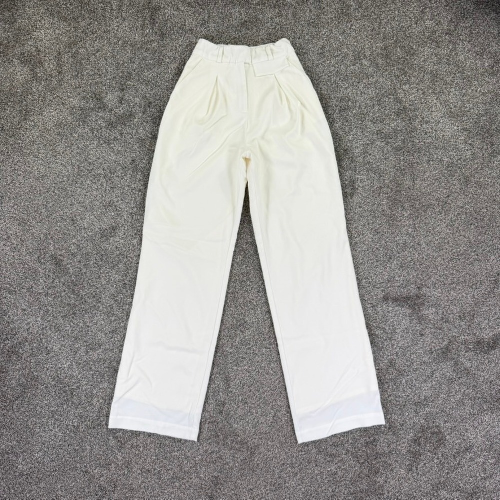 LPA‎ Off White High Waisted Wide Leg Pleated Trouser Pants Cream Womens Small